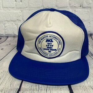 Vintage Hat Cap Snapback Blue White SHERRITT Fertilizer 1982 Trucker Mesh Patch